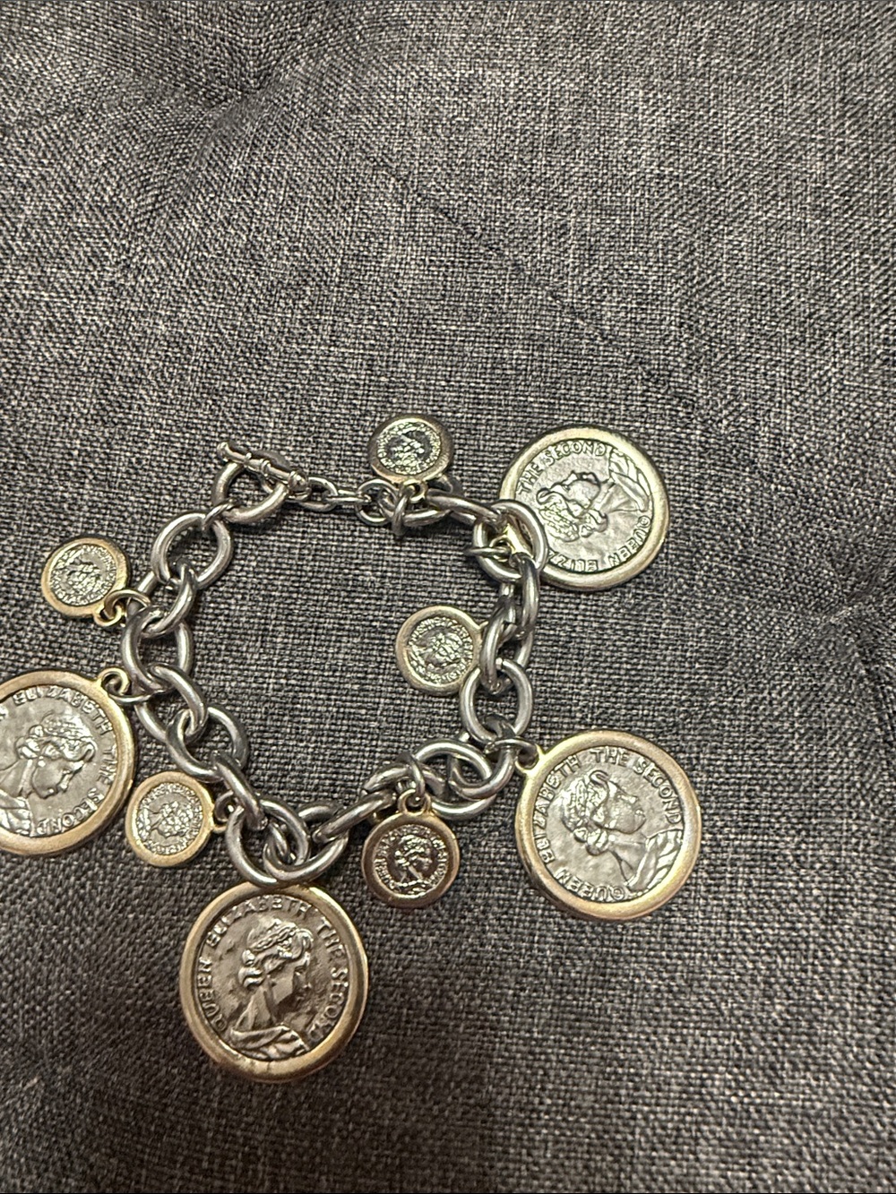Gold and Silver Coin Charm Bracelet - Women Jewelry